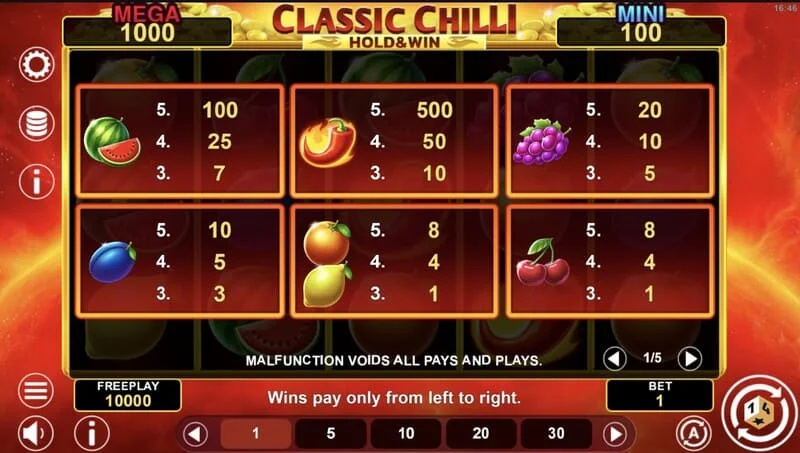 Classic Chilli Hold & Win - Bonusmünzen auf dem Feld